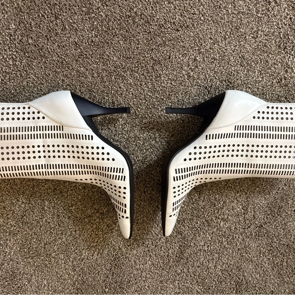 Apostrophe Ivory Perforated Ankle Boots - Picture 5 of 6